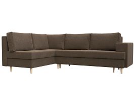 Угловой диван Сильвана левый (полностью рогожка коричневая) - Фото предпросмотра