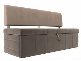Кухонный прямой диван Стоун (основа велюр коричневый, компаньон велюр бежевый) - Фото предпросмотра