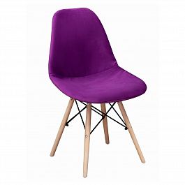 Чехол Е02 на стул Eames, уплотненный, велюр фиолетовый - Фото предпросмотра