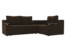 Угловой диван Тесей правый (полностью микровельвет коричневый) - Фото предпросмотра