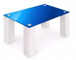 Стол журнальный Колизей-8  1000x600х430 белый/синее стекло "Журнальные столы" ТК-002561000726 белый - Фото предпросмотра