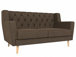 Прямой диван Брайтон 2 Люкс (полностью рогожка коричневая) - Фото предпросмотра
