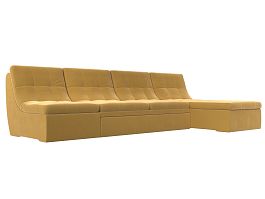 Угловой модульный диван Холидей (полностью микровельвет желтый) - Фото предпросмотра