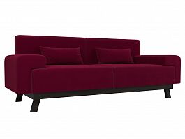 Прямой диван Мюнхен (полностью микровельвет бордовый) - Фото предпросмотра