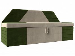 Кухонный прямой диван Дуглас (основа микровельвет бежевый, компаньон микровельвет зеленый) - Фото предпросмотра