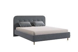 Кровать с основанием Лео 160х200 см KM1.6-19.2346 графит (велюр)/галька (велюр) - Фото предпросмотра