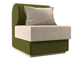 Кресло Кипр (основа микровельвет бежевый, компаньон микровельвет зеленый, подушка микровельвет бежевый, кант зеленый) - Фото предпросмотра