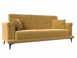 Прямой диван Неаполь (полностью микровельвет желтый) - Фото предпросмотра