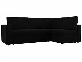 Угловой диван Оливер правый (полностью микровельвет черный) - Фото предпросмотра