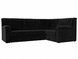 Угловой диван Карелия правый (полностью велюр черный) - Фото предпросмотра
