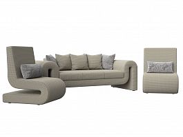 Волна набор 1 - диван, 2 кресла (полностью рогожка корфу 02) - Фото предпросмотра