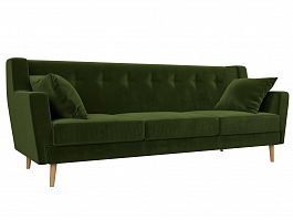 Прямой диван Брайтон 3 (полностью микровельвет зеленый) - Фото предпросмотра
