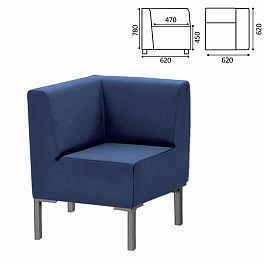 Кресло мягкое угловое "Хост" М-43, 620х620х780 мм, без подлокотников, экокожа, темно-синее - Фото предпросмотра