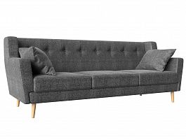 Прямой диван Брайтон 3 (полностью рогожка серая) - Фото предпросмотра