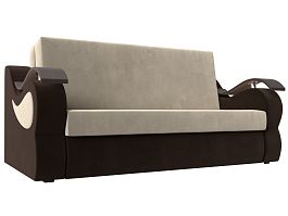 Прямой диван Меркурий 160 (основа микровельвет бежевый, компаньон микровельвет коричневый) - Фото предпросмотра