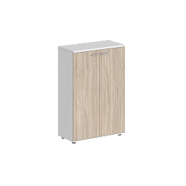 Шкаф средний Sigma 800х400х1200, 2-х дв., з.ст HDF / корпус: белый; фасады: дуб светлый - Фото предпросмотра