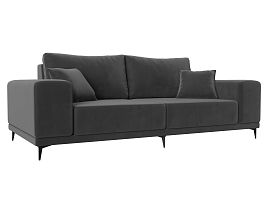 Прямой диван Льюес (полностью велюр серый) - Фото предпросмотра