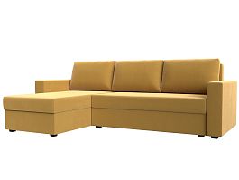 Угловой диван Траумберг Лайт левый (полностью микровельвет желтый) - Фото предпросмотра