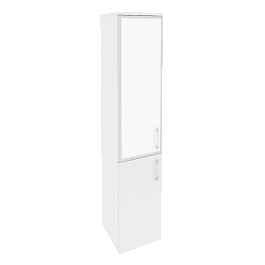 Onix Шкаф высокий узкий левый O.SU-1.2 R (L) white Белый бриллиант/Стекло white 400*420*1977 - Фото предпросмотра