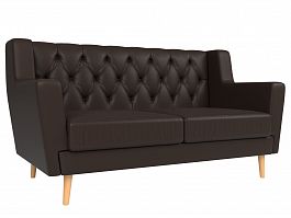 Прямой диван Брайтон 2 Люкс (полностью экокожа коричневая) - Фото предпросмотра