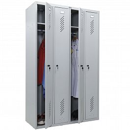 Шкаф металлический для одежды ПРАКТИК "LS-41", четырехсекционный, 1830х1130х500 мм, 55 кг, разборный, LS(LE)–41 - Фото предпросмотра