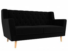 Прямой диван Брайтон 2 Люкс (полностью микровельвет черный) - Фото предпросмотра
