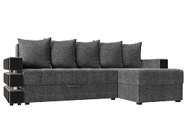 Угловой диван Венеция правый (полностью рогожка серая) - Фото предпросмотра