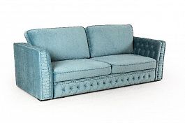 Budapest диван-кровать трехместный, прямой, велюр голубой - Фото предпросмотра