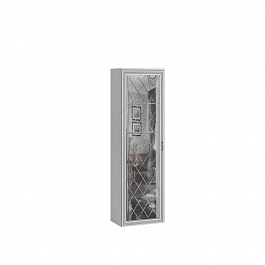 "Ливорно" Пенал-витрина ЛШ-8 (надставной) ясень анкор светлый патина серебро - Фото предпросмотра