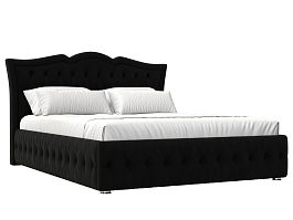 Интерьерная кровать Герда 180 (полностью микровельвет черный) - Фото предпросмотра