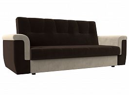 Прямой диван Эллиот (основа микровельвет коричневый, компаньон микровельвет бежевый) - Фото предпросмотра
