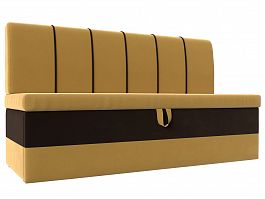 Кухонный диван Энигма (основа микровельвет желтый, компаньон микровельвет коричневый) - Фото предпросмотра