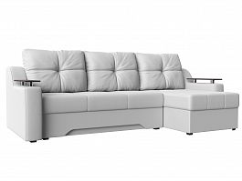 Угловой диван Сенатор правый (полностью экокожа белая) - Фото предпросмотра