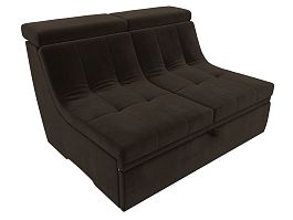 Модуль Холидей Люкс раскладной диван (полностью микровельвет коричневый) - Фото предпросмотра