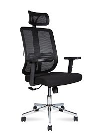 Кресло офисное Tema Сhrome 2D / база хром / черный пластик / черная сетка / черная ткань - Фото предпросмотра