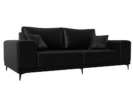 Прямой диван Льюес (полностью экокожа черная) - Фото предпросмотра
