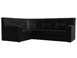 Угловой диван Карелия левый угол (полностью экокожа черная) - Фото предпросмотра