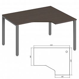 Эргономичный стол правый Trend Metal 140x120x75 тёмный дуб - Фото предпросмотра