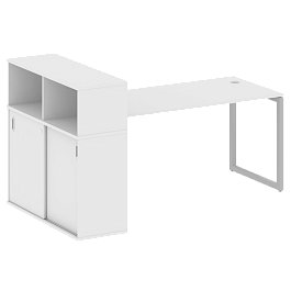 Metal System Quattro Стол письменный с шкафом-купе на О-образном м/к 40БО.РС-СШК-3.4 Т Белый/Серый металл 2010*1120*1098 - Фото предпросмотра