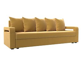 Прямой диван Гермес Лайт (полностью микровельвет желтый) - Фото предпросмотра