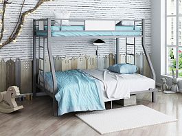 Двухъярусная кровать "Гранада 140" серый - Фото предпросмотра