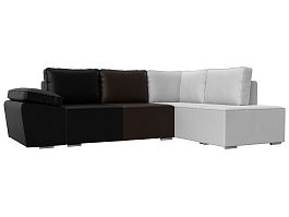 Угловой диван Хьюго угол правый (экокожа черная/коричневая/белая - Фото предпросмотра