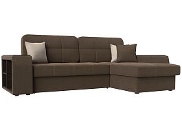 Угловой диван Брюссель правый (полностью рогожка коричневая) - Фото предпросмотра