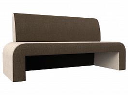 Кухонный прямой диван Кармен (основа рогожка бежевая, компаньон рогожка коричневая) - Фото предпросмотра