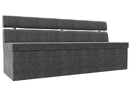 Кухонный прямой диван Классик (полностью рогожка серая) - Фото предпросмотра