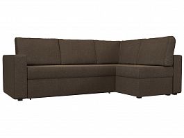 Угловой диван Оливер правый (полностью рогожка коричневая) - Фото предпросмотра
