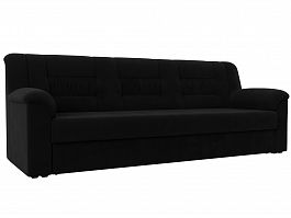 Прямой диван Карелия (полностью микровельвет черный) - Фото предпросмотра
