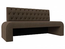 Кухонный прямой диван Кармен Люкс (полностью рогожка коричневый) - Фото предпросмотра