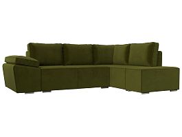 Угловой диван Хьюго угол правый (полностью микровельвет зеленый) - Фото предпросмотра