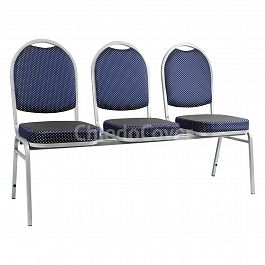 Секция из 3 стульев Азия - серебро, корона синяя - Фото предпросмотра